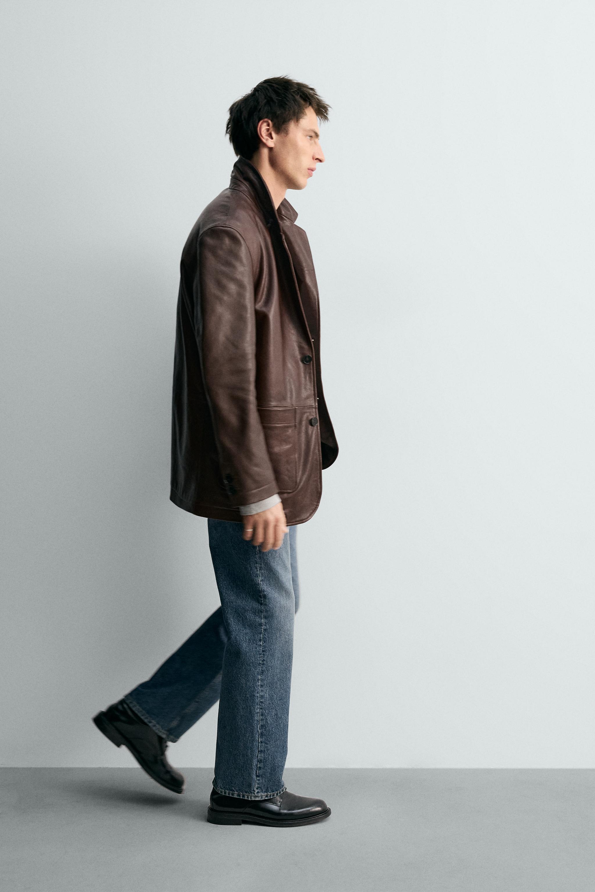RELAXED FIT NAPPA LEATHER BLAZER